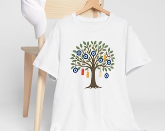 Evil Eye Tree Graphic T-Shirt, Nazar Protection Shirt, Spiritual Boho Tee