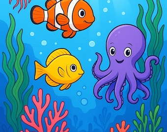 Kids Ocean Animals Coloring Book – 20 Fun Printable Sea Life Pages (PDF + ZIP)