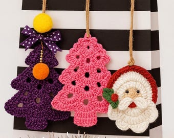 Christmas Crochet Ornament Pattern Set • Santa & Tree (PDF Pattern)