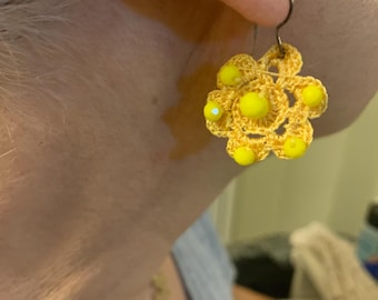 Crochet Flower Earrings Pattern | Beaded Boho Jewelry (PDF)