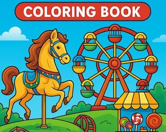 Amusement Park Coloring Book for Kids | 20 Fun Activity Pages | Printable Digital Download (PDF)