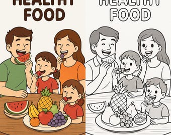 Fruits Coloring Book for Kids – Healthy Eating Activity Pages | Educational Printable PDF Download