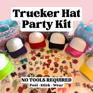 Zelfklevend feestpakket truckerhoed • Zonder gereedschap • 6 of 12 gasten