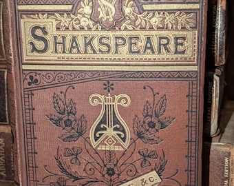 1881 William Shakespeare Complete Works J.B. Lippincott Co – wiktoriańska oprawa płócienna, notatki, życie i słowniczek, antyczne