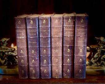Conjunto de 6 volumes de William Thackeray, de 1880: Arte e Decoração ou Leitura das Obras de Thackeray.