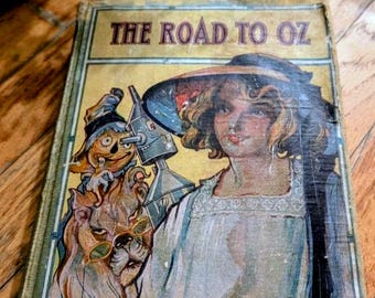 Antyczna książka z 1909 roku „Droga do Oz” – ilustrowana klasyka dla dzieci L. Franka Bauma – oryginalna oprawa