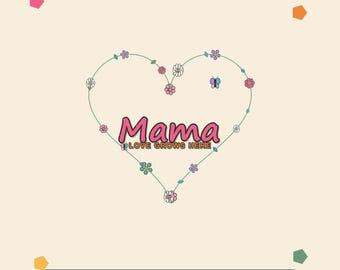 Corazón de Mamá Flor PNG, Diseño Floral para Camiseta de Mamá, Sublimación para el Día de la Madre (Descarga Digital)