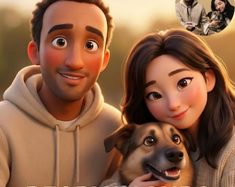¡Convierte tus fotos en dibujos animados de Pixar! Retrato familiar 3D personalizado