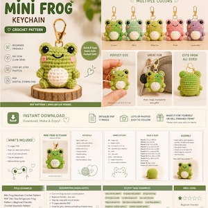 Mini Frog Crochet Pattern, Amigurumi Keychain PDF, Beginner Friendly