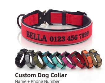 Collier pour chien personnalisé, Collier pour chien personnalisé, Collier pour chien brodé avec nom et numéro de téléphone, Cadeau pour chien maman/papa, Ensemble laisse et collier pour chien