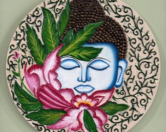 Arte de parede de Buda texturizada e feita à mão