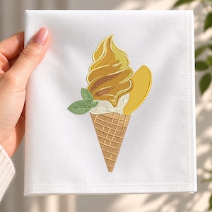 Mango Ice Cream Embroidery Design, Tropical Dessert Machine Embroidery File, Fruit Swirl, Instant Download