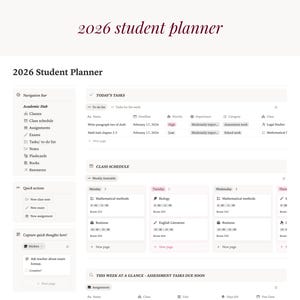 Notion学生プランナーテンプレート、学術的オールインワンNotionプランナー、デジタルスクールプランナー、学習＆学期オーガナイザー、ADHDフレンドリー