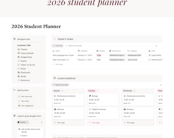 Notion Student Planner Template, Academic All-in-One Notion Planner, Digital School Planner, Study & Semester Organiser, ADHD Friendly