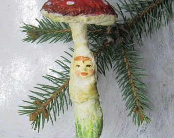 Mushroom~USSR Christmas Tree Toy Ornament Vintage Decoration Cotton