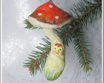 Mushroom~USSR Christmas Tree Toy Ornament Vintage Decoration Cotton