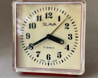 Vintage Soviet Slava Alarm Clock - Made in USSR, 1988, Retro Desk