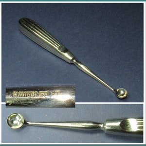 Instrument chirurgical médical ancien ~ cuillère en os vintage pointue, rigide BRUNUS H. Windler ~ cadeau vintage pour infirmières et médecins