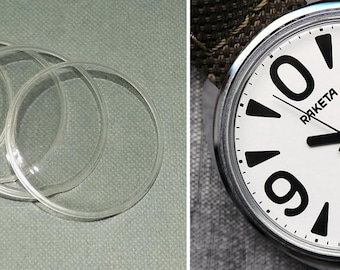 4 pieces 35,2 mm watch glasses/crystals plastic crystal for Raketa Big Zero