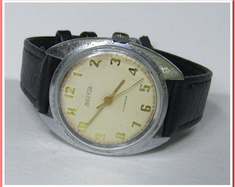 Bracelet pour montre cuir marron 18mm URSS 1980's #146234