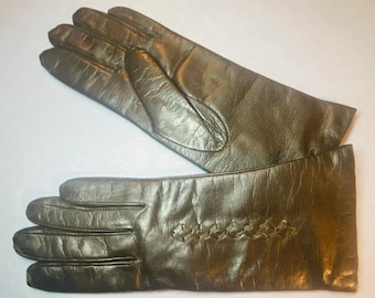 Vintage Bulgarian NOS Leather Gloves - NRB (People's Republic of Bulgaria) 1983, Dark Brown Leather, Size 7 3/4 palm circumference 18cm