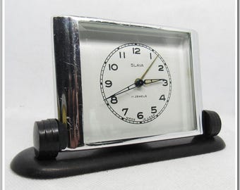 1966 Vintage Alarm Clock Pioneer, Working Soviet mechanical clock Slava, Desk alarm clock Pioner, USSR Alarm Clock Slava Pioneer 11 Jewels