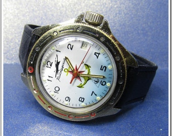 Russische mechanische Uhr Wostok/Vostok/Восток Komandirskie 2414. Ein Klassiker der Sowjetzeit aus den 1980er Jahren der UdSSR