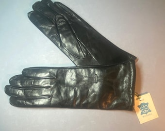 Vintage Bulgarian NOS Leather Gloves - NRB (People's Republic of Bulgaria) 1983, Dark Brown Leather, Size 9 1/2 palm circumference 22cm