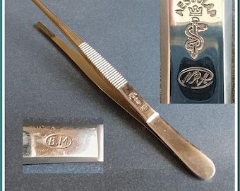 Vintage tweezer Medical Surgical 6”~Tool Collectible 1900's Aesculap~vintage gift for Nurses and Doctor's