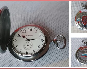 Vintage Molniya Pocket Watch –  1990, Serviced in 2024, Commemorative Design