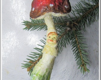 Mushroom~USSR Christmas Tree Toy Ornament Vintage Decoration Cotton