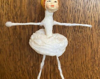 Rare Vintage Soviet Spun Cotton Ballerina Ornament USSR Christmas Tree Toy (1980s-1990s)
