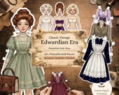 Edwardian Paper Doll Printable, Vintage Daily Wear Dress Up, Gothic Cottagecore Junk Journal Kit, DIY Craft Gift for Her, Letter Size