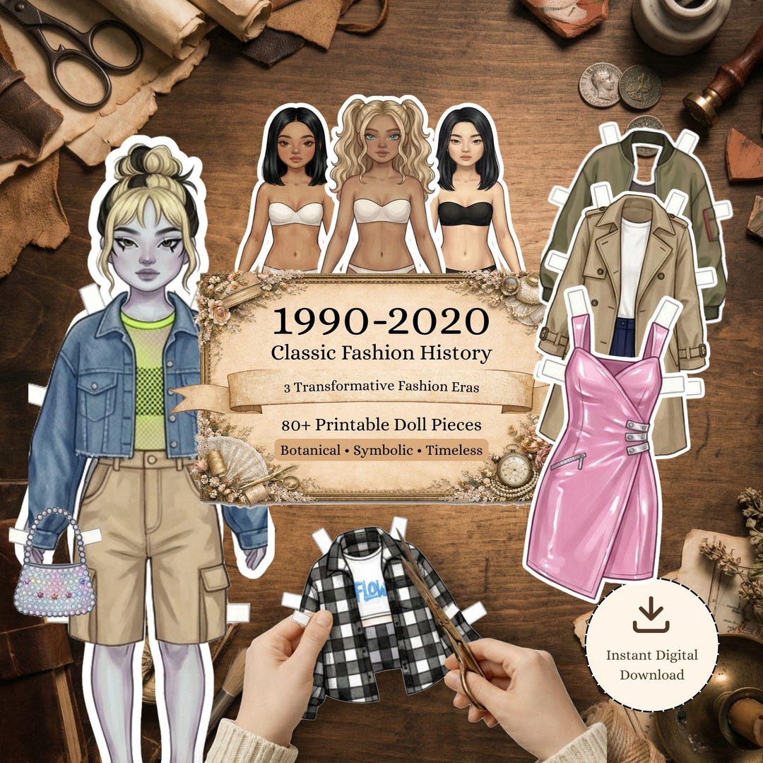 90s Grunge to Modern Minimal BJD Paper Dolls, Gothic & Alt Fashion ...