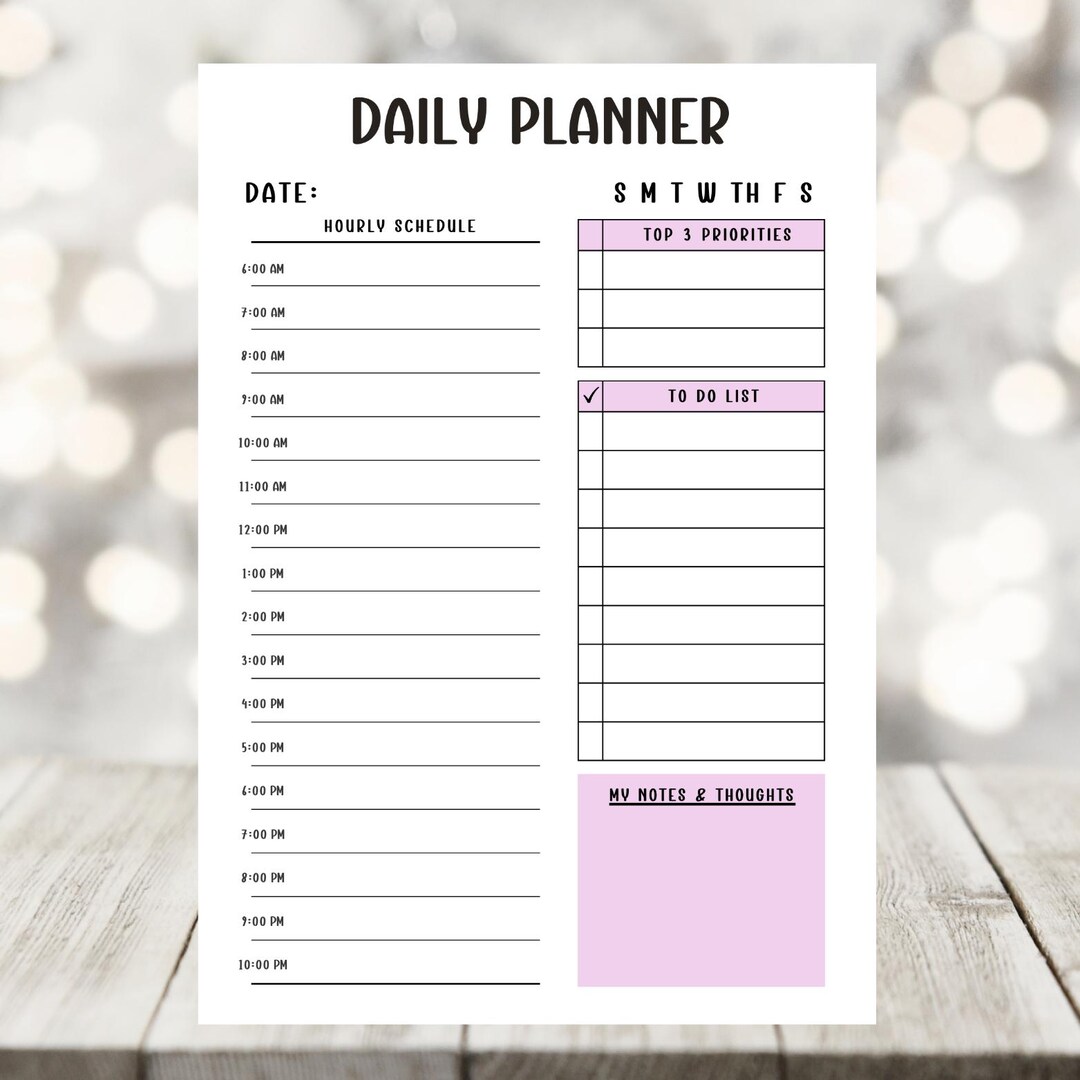 Daily Planner Printable PDF | Instant Download Daily Planning Sheet - Etsy