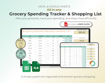 Grocery Spending Tracker & Shopping List (Excel, Google Sheets)