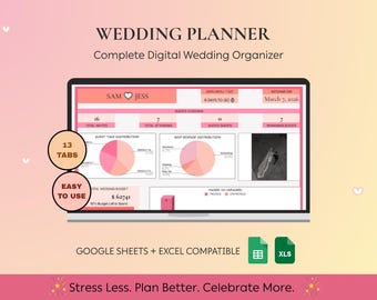 Wedding Planner Spreadsheet | Budget, Checklist, Organizer (Digital Download)