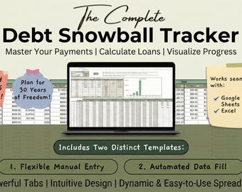 Debt Snowball Tracker Spreadsheet, Budget Planner (Google Sheets)