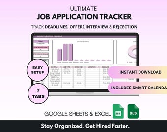 Job Application Tracker Spreadsheet - Track Jobs and Interviews