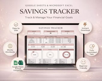 Savings Tracker Spreadsheet, Budget Planner, Finance Tracker (Digital Download)