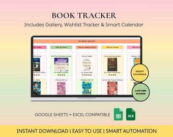 Reading Journal Tracker | Book Log Spreadsheet (Google Sheets, Excel)