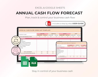 Annual Cash Flow Forecast Template | Small Business Finance Tracker (Excel, Google Sheets)