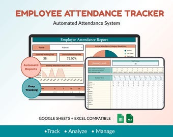 Automated Employee Attendance Tracker | Excel, Google Sheets HR Template