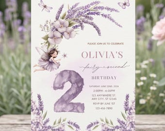 Enchanted Garden Fairy Second Birthday Invitation, 2nd Birthday Evite, Boho Garden Party Template (Editable Canva)