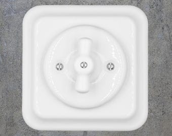 Porcelain Light Switch Flush-mounted, Vintage Retro Ceramic