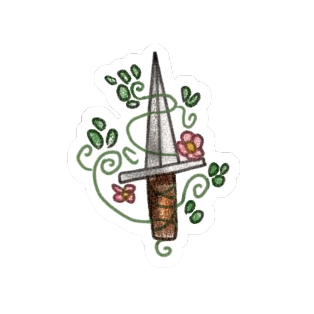 Floral Dagger Illustration Kiss-cut Stickers | Vinyl Laptop Sticker - Etsy