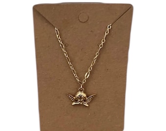 Gold Angel Charm Necklace: Faith Inspired Keepsake Pendant