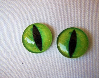 Cat eyes 14mm glass eyes for jewelry or sculpture