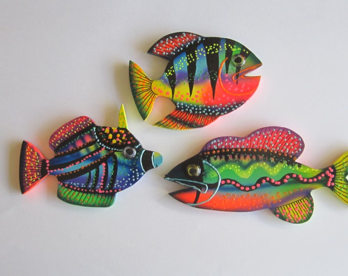 Wooden Fish Wall Decor Whimsical Fish Colorful Fish Art Etsy