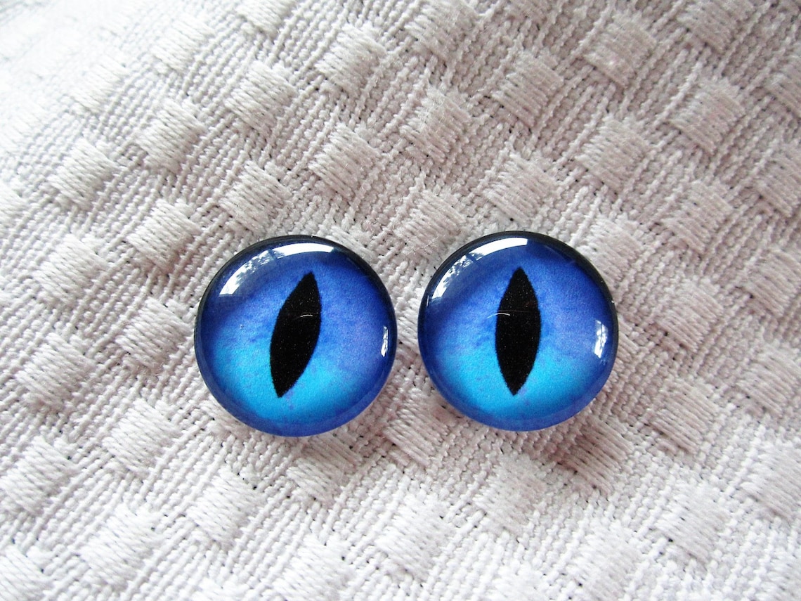 Paire D'yeux En Verre émail Bleus Pour Poupée Ancienne, Taille 9, XIXe Siècle, France